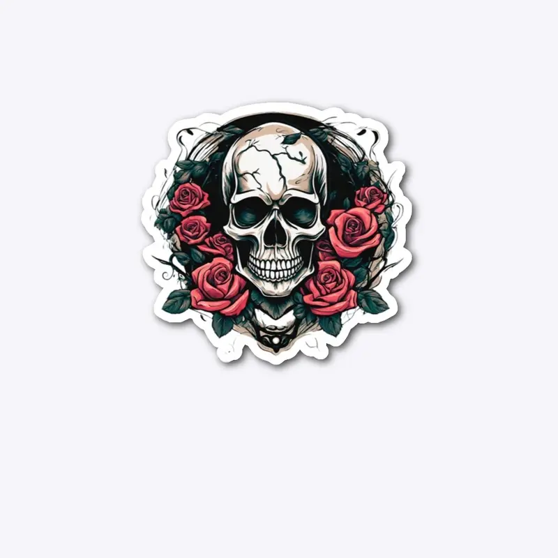 "Blooms of Mortality: Skull and Roses"