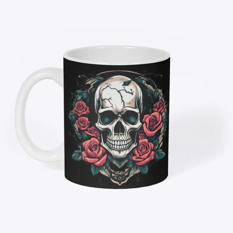 "Blooms of Mortality: Skull and Roses"